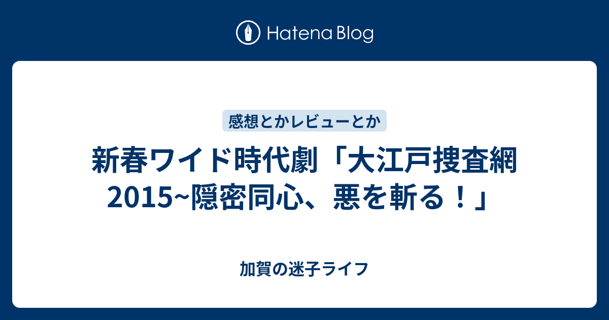 新春ワイド時代劇 大江戸捜査網15 隠密同心 悪を斬る 加賀の迷子ライフ