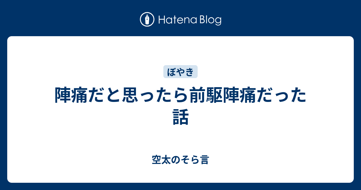 陣痛だと思ったら前駆陣痛だった話 空太のそら言