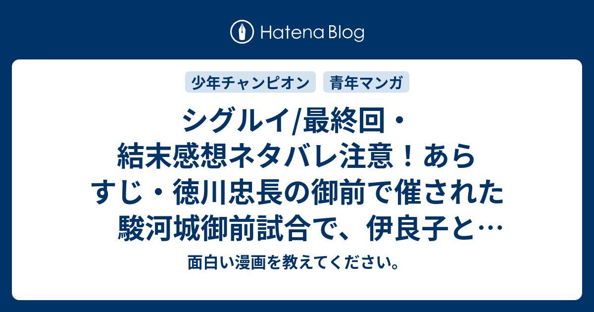 シグルイ 最終回 結末感想ネタバレ注意 あらすじ 徳川忠長の御前で催された駿河城御前試合で 伊良子と隻腕となった藤木源之助が 漫画 面白い漫画を教えてください