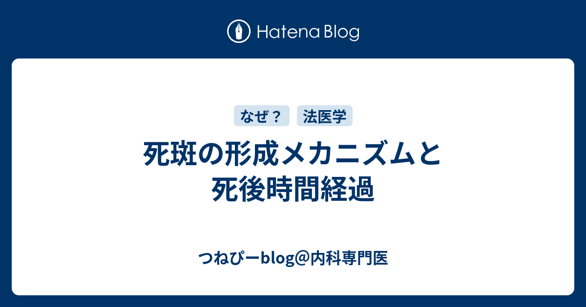 死斑の形成メカニズムと死後時間経過 - つねぴーblog＠内科専門医
