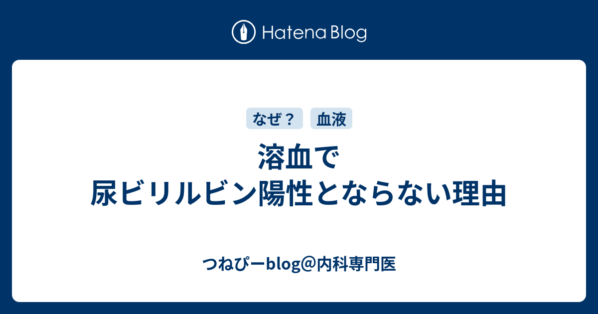 溶血で尿ビリルビン陽性とならない理由 つねぴーblog 内科専攻医