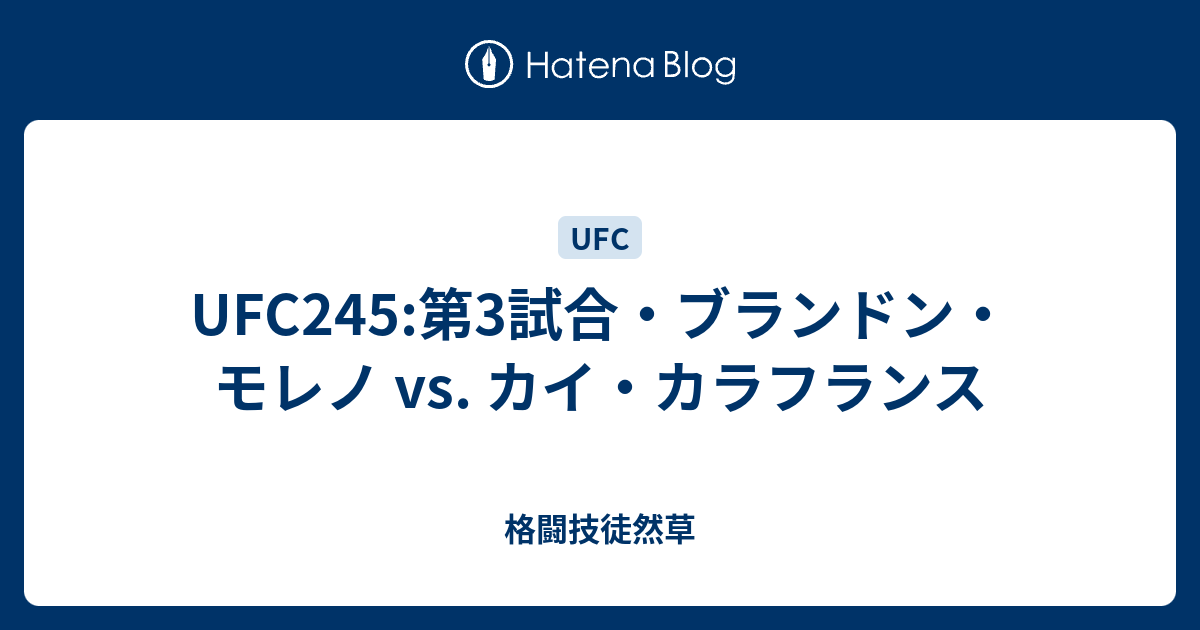 Ufc245 第3試合 ブランドン モレノ Vs カイ カラフランス 格闘技