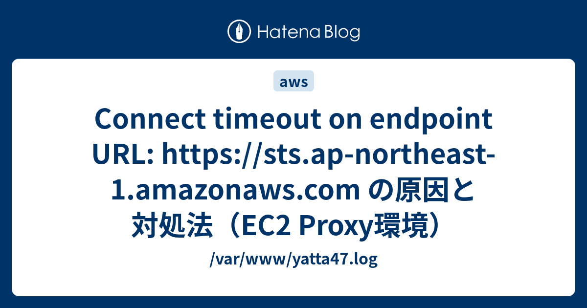 Connect timeout on endpoint URL: https://sts.ap-northeast-1.amazonaws ...