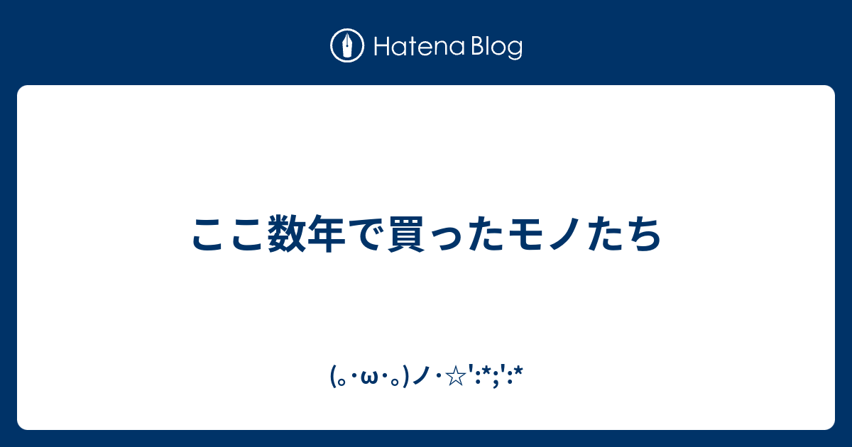 ここ数年で買ったモノたち W ノ
