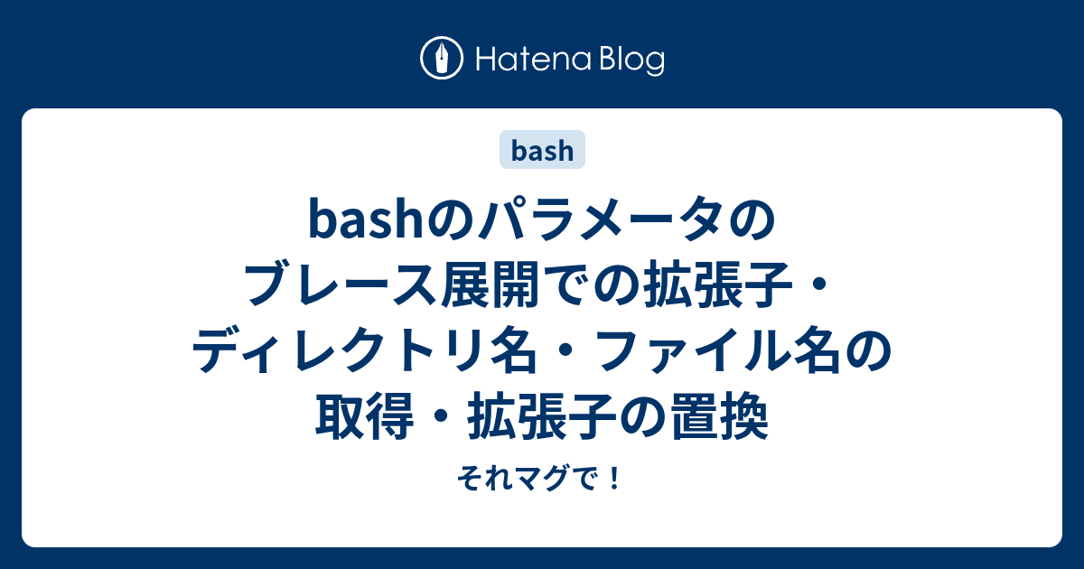 Bashのパラメータのブレース展開での拡張子 ディレクトリ名 ファイル名の取得 拡張子の置換 それマグで