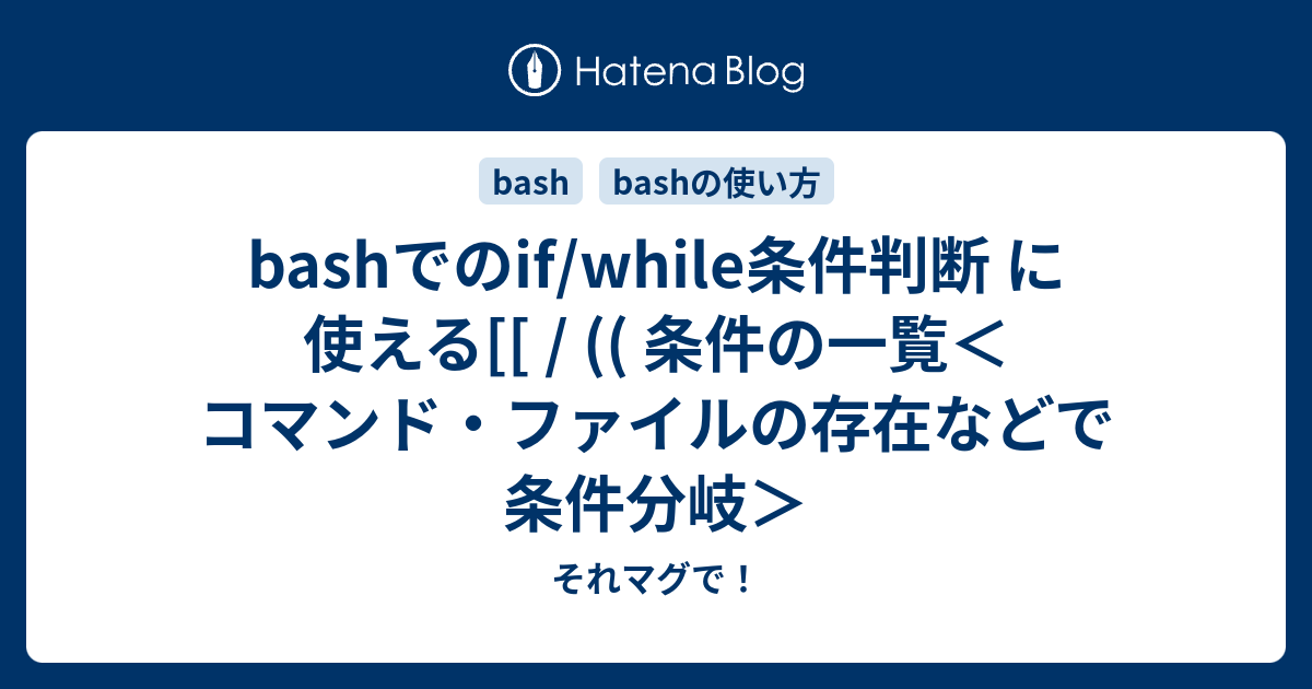 Bashでのif While条件判断 に使える 条件の一覧 コマンド ファイルの存在などで条件分岐 それマグで