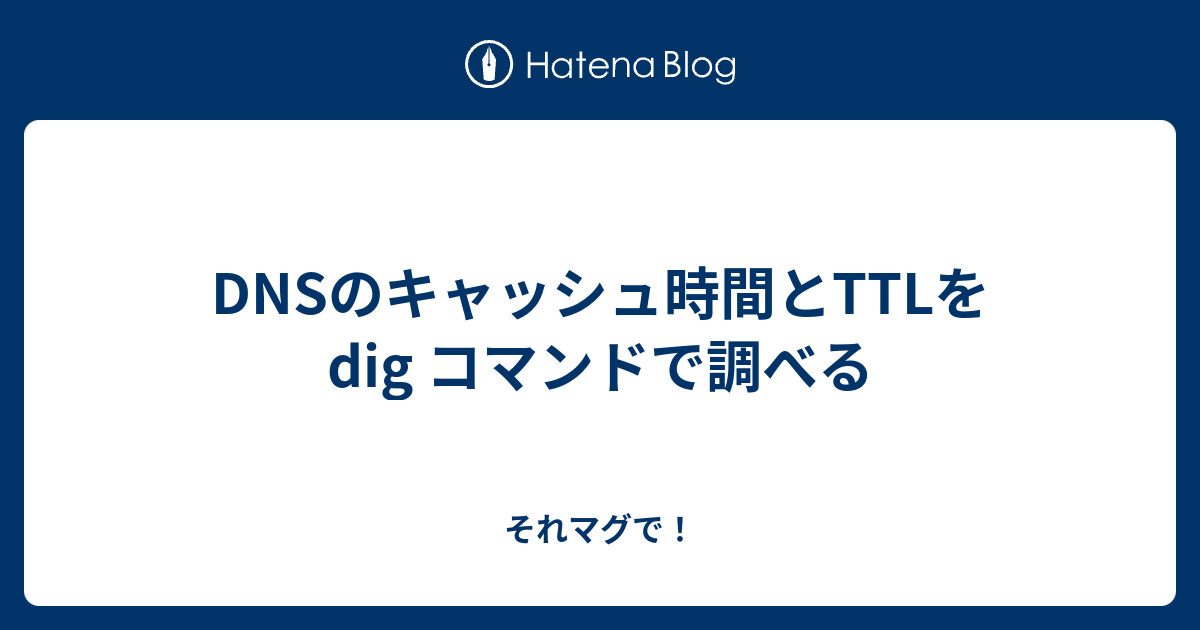 DNSのキャッシュ時間とTTLをdig コマンドで調べる それマグで！