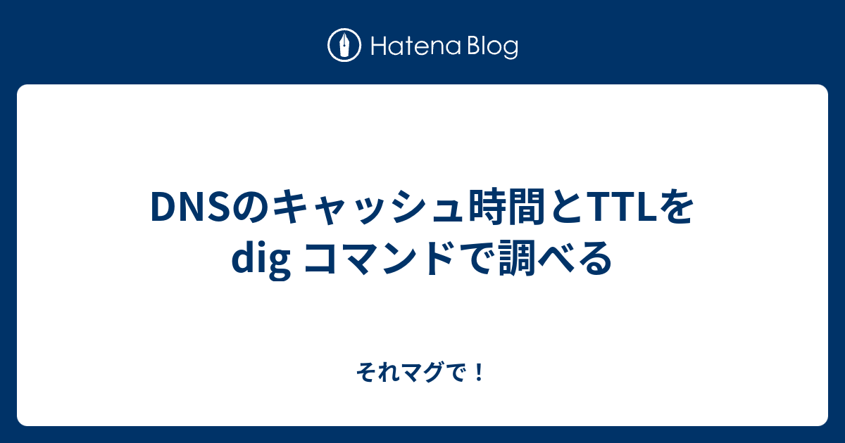 Dnsのキャッシュ時間とttlをdig コマンドで調べる それマグで