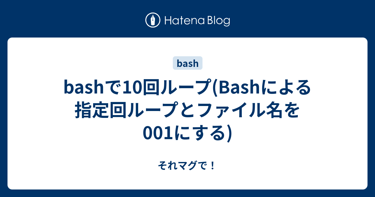 Bashで10回ループ Bashによる指定回ループとファイル名を001にする それマグで