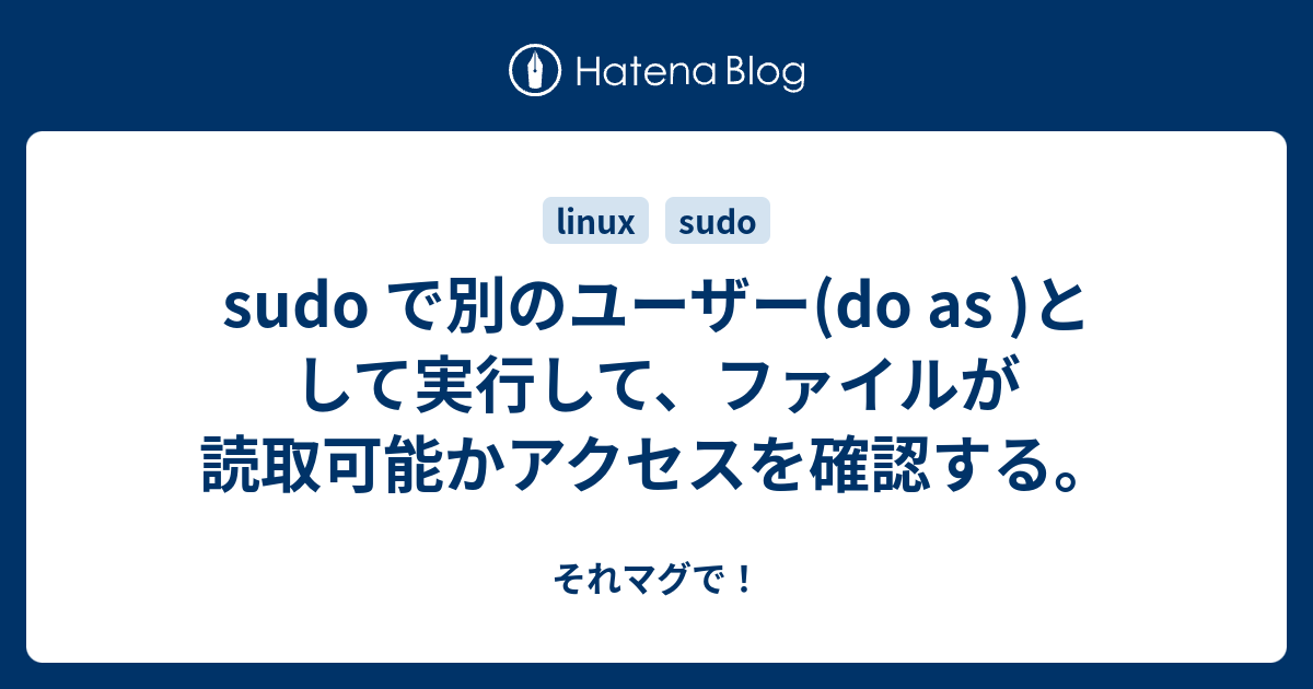 Sudo で別のユーザー Do As として実行して ファイルが読取可能かアクセスを確認する それマグで