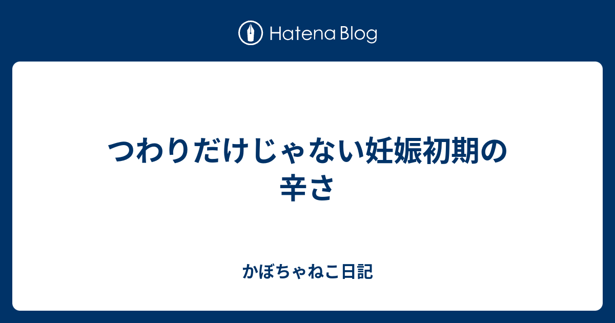 つわりだけじゃない妊娠初期の辛さ かぼちゃねこ日記