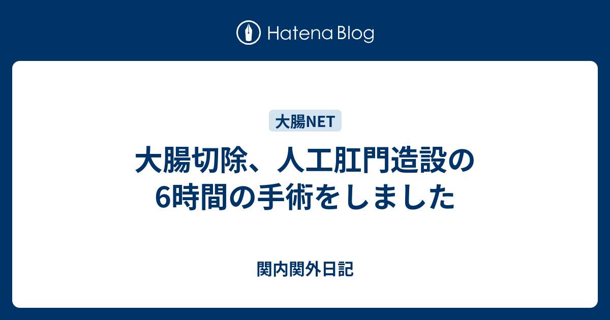 大腸切除、人工肛門造設の6時間の手術をしました - 関内関外日記