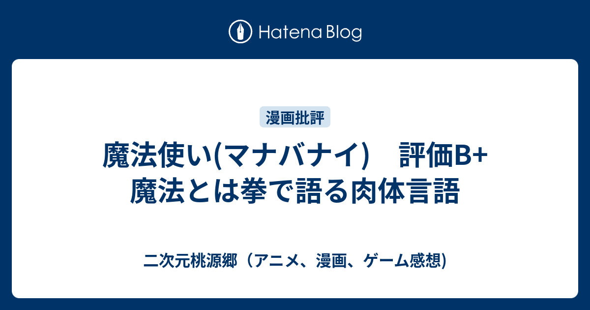 魔法使い マナバナイ 評価b 魔法とは拳で語る肉体言語 二次元桃源郷 アニメ 漫画 ゲーム感想