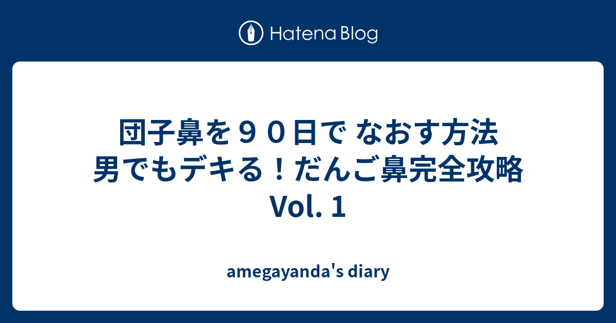 団子鼻を９０日で なおす方法 男でもデキる だんご鼻完全攻略 Vol 1 Amegayanda S Diary