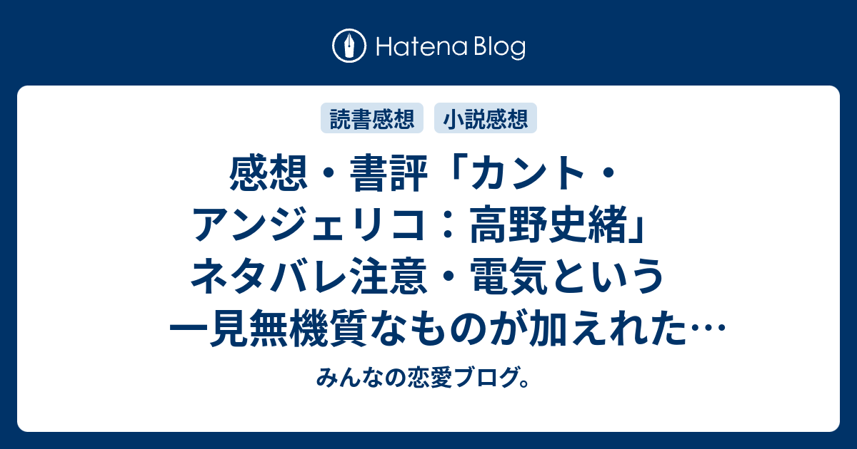 感想 書評 カント アンジェリコ 高野史緒 ネタバレ注意 電気という一見無機質なものが加えれたロココ時代に繰り広げられる レビュー 読書 みんなの恋愛ブログ