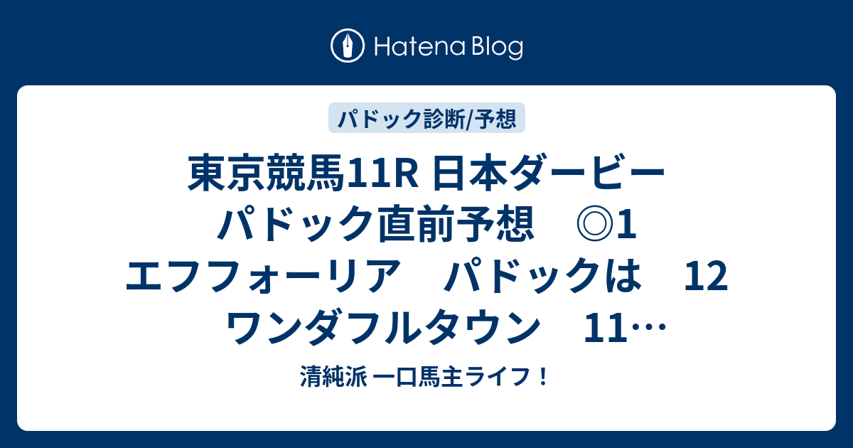 東京競馬11R 日本ダービー パドック直前予想 1 エフフォーリア ...