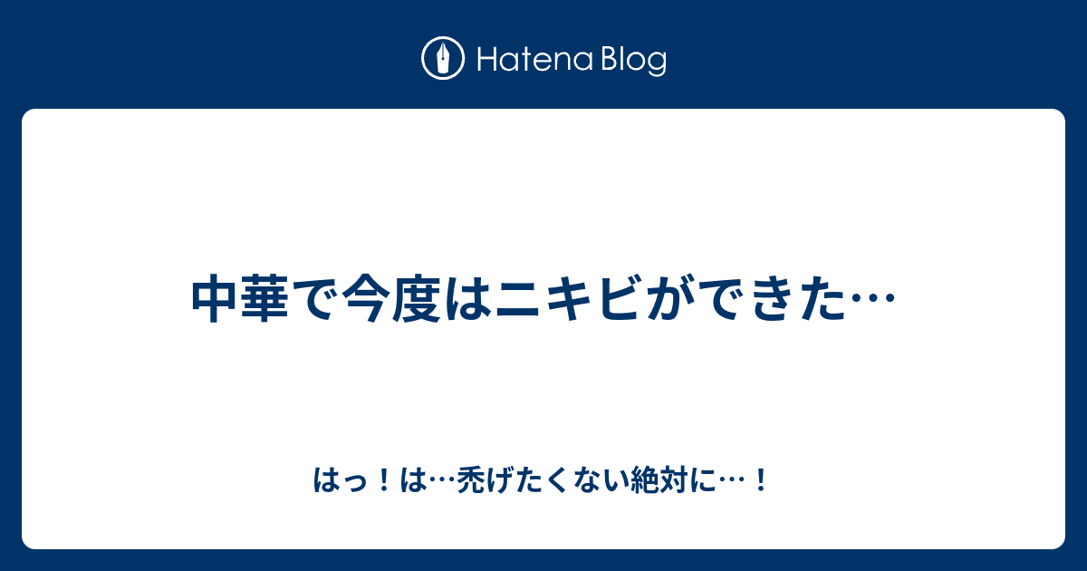 中華で今度はニキビができた はっ は 禿げたくない絶対に