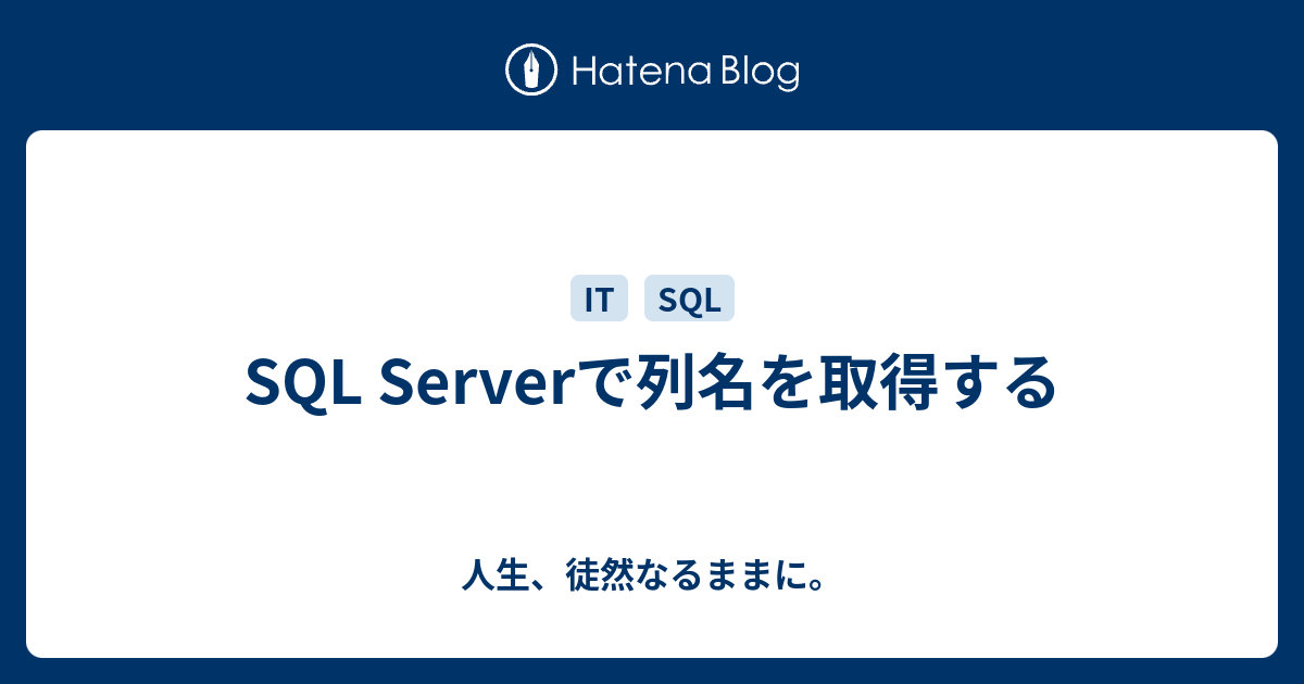 SQL Serverで列名を取得する 人生、徒然なるままに。