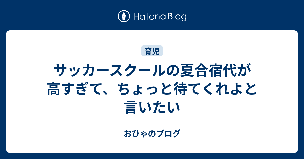 サッカースクールの夏合宿代が高すぎて ちょっと待てくれよと言いたい おひゃのブログ