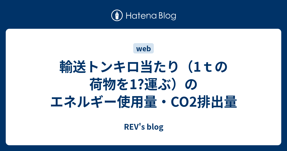 輸送トンキロ当たり（1tの荷物を1運ぶ）のエネルギー使用量・co2排出量 Revs Blog