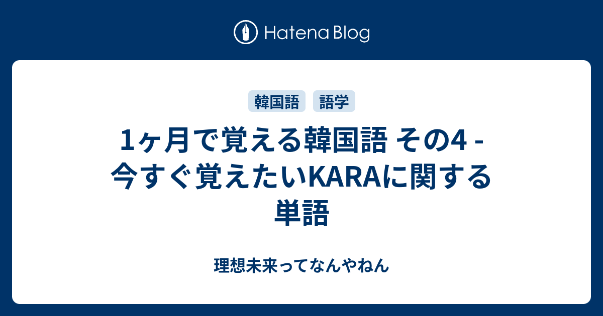 1ヶ月で覚える韓国語 その4 今すぐ覚えたいkaraに関する単語 理想未来ってなんやねん