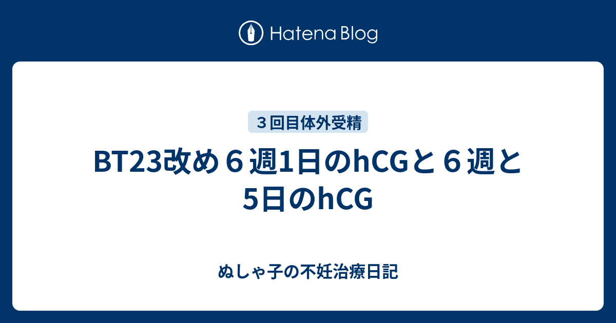 Bt23改め６週1日のhcgと６週と5日のhcg ぬしゃ子の不妊治療日記