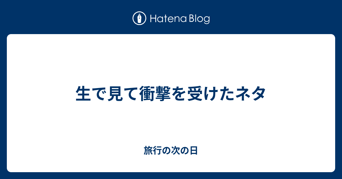 生で見て衝撃を受けたネタ 旅行の次の日