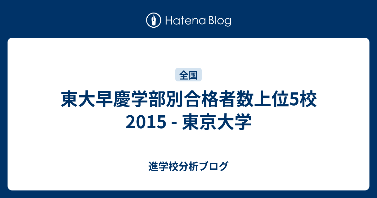 東大早慶学部別合格者数上位5校15 東京大学 東大早慶合格率から見る首都圏進学校