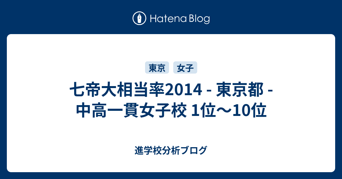七帝大相当率14 東京都 中高一貫女子校 1位 10位 東大早慶合格率から見る首都圏進学校