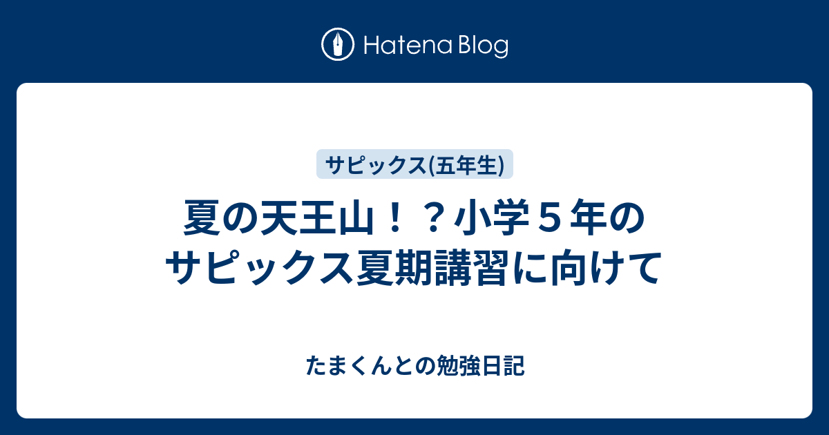 夏の天王山！？小学5年のサピックス夏期講習に向けて - た