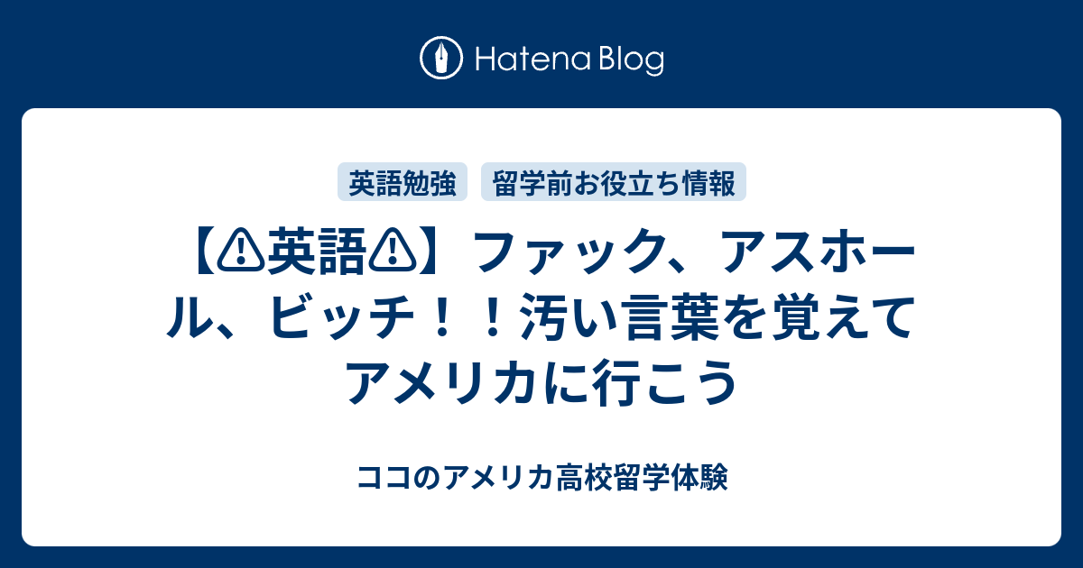 英語 ファック アスホール ビッチ 汚い言葉を覚えてアメリカに行こう ココのアメリカ高校留学体験