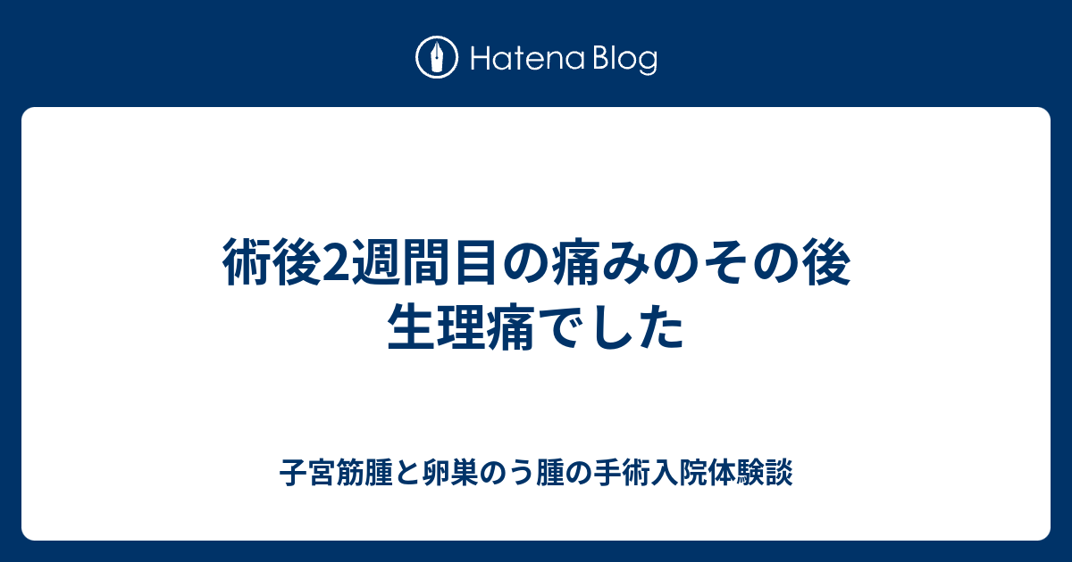 術後2週間目の痛みのその後 生理痛でした 子宮筋腫と卵巣のう腫の手術入院体験談