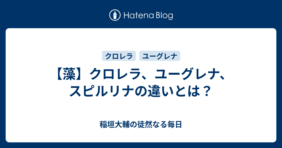 藻 クロレラ ユーグレナ スピルリナの違いとは 稲垣大輔の徒然なる毎日