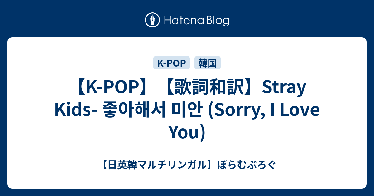 K Pop 歌詞和訳 Stray Kids 좋아해서 미안 Sorry I Love You 日英韓マルチリンガル ぼらむぶろぐ