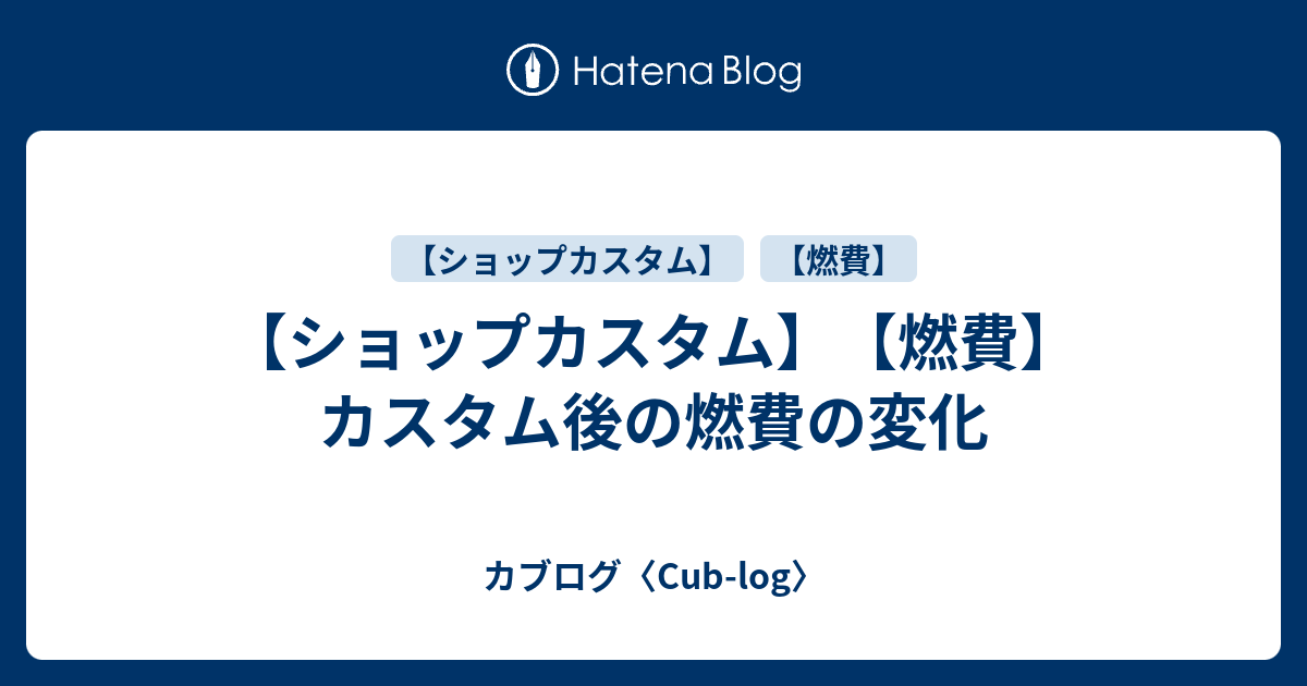 ショップカスタム 燃費 カスタム後の燃費の変化 カブログ Cub Log