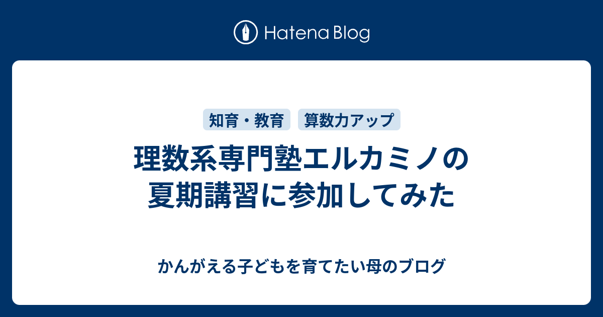 理数系専門塾エルカミノの夏期講習に参加してみた - かんがえる子どもを育てたい母のブログ