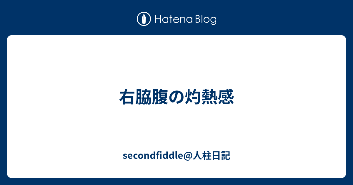 右脇腹の灼熱感 Secondfiddle 人柱日記