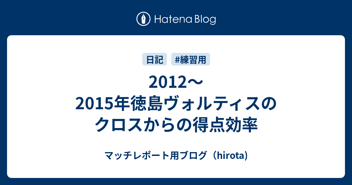 2012～2015年徳島ヴォルティスのクロスからの得点効率 マッチレポート用ブログ（hirota)