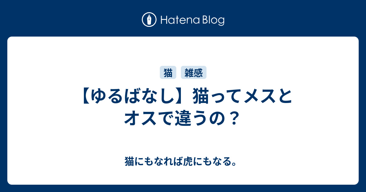 ゆるばなし 猫ってメスとオスで違うの 猫にもなれば虎にもなる