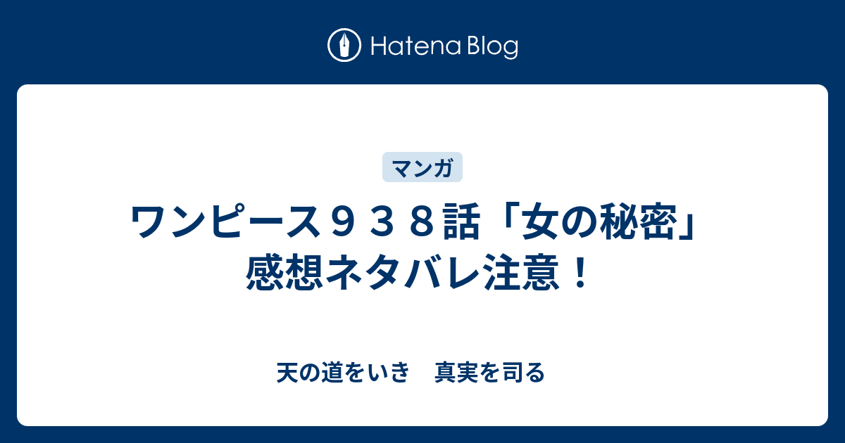 ワンピース９３８話 女の秘密 感想ネタバレ注意 天の道をいき 真実を司る