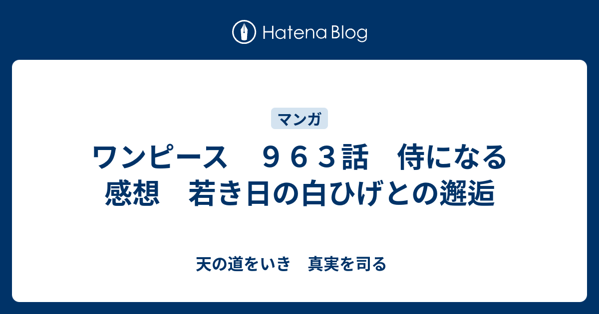 ワンピース ９６３話 侍になる 感想 若き日の白ひげとの邂逅 天の道をいき 真実を司る