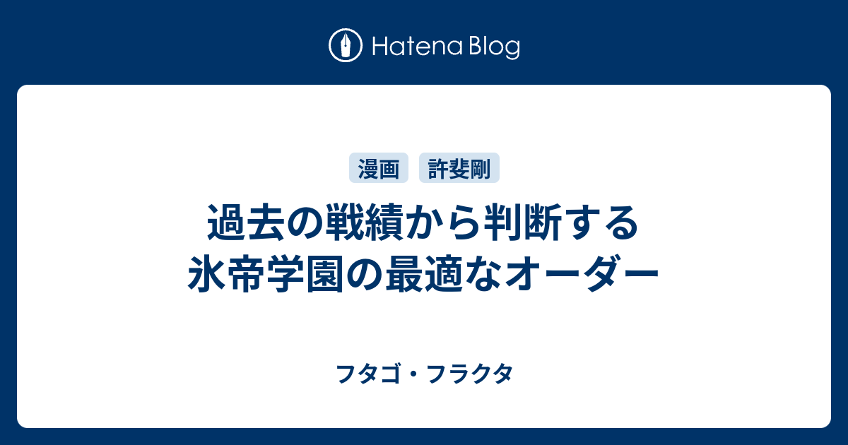 過去の戦績から判断する氷帝学園の最適なオーダー フタゴ フラクタ