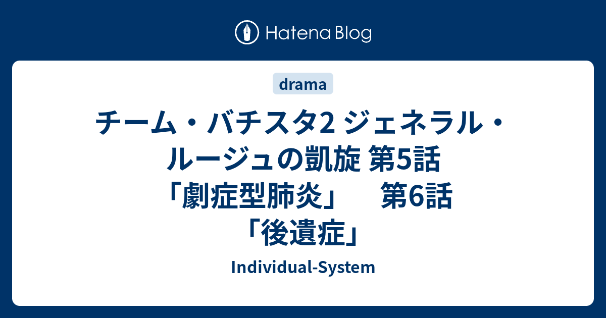 チーム バチスタ2 ジェネラル ルージュの凱旋 第5話 劇症型肺炎 第6話 後遺症 Individual System