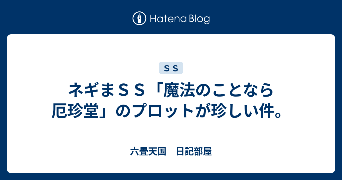 ネギまｓｓ 魔法のことなら厄珍堂 のプロットが珍しい件 六畳天国 日記部屋