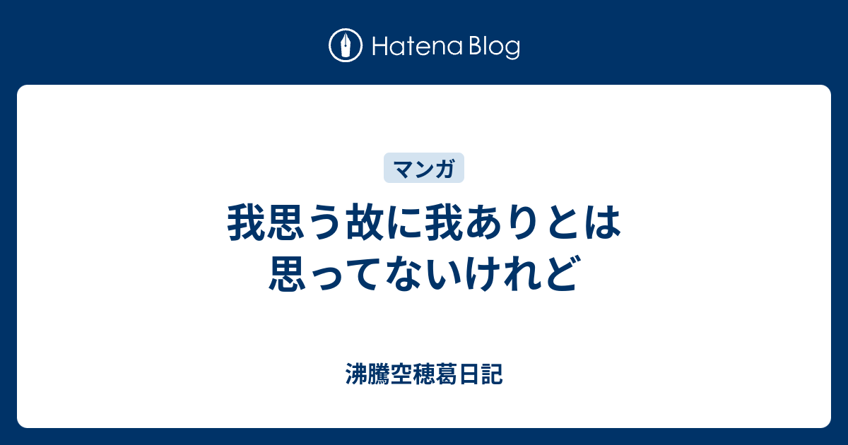 B 我思う故に我ありとは思ってないけれど 沸騰空穂葛日記