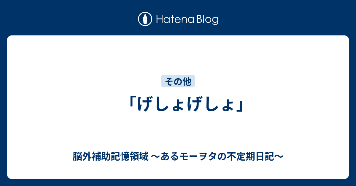 げしょげしょ 脳外補助記憶領域 あるモーヲタの不定期日記