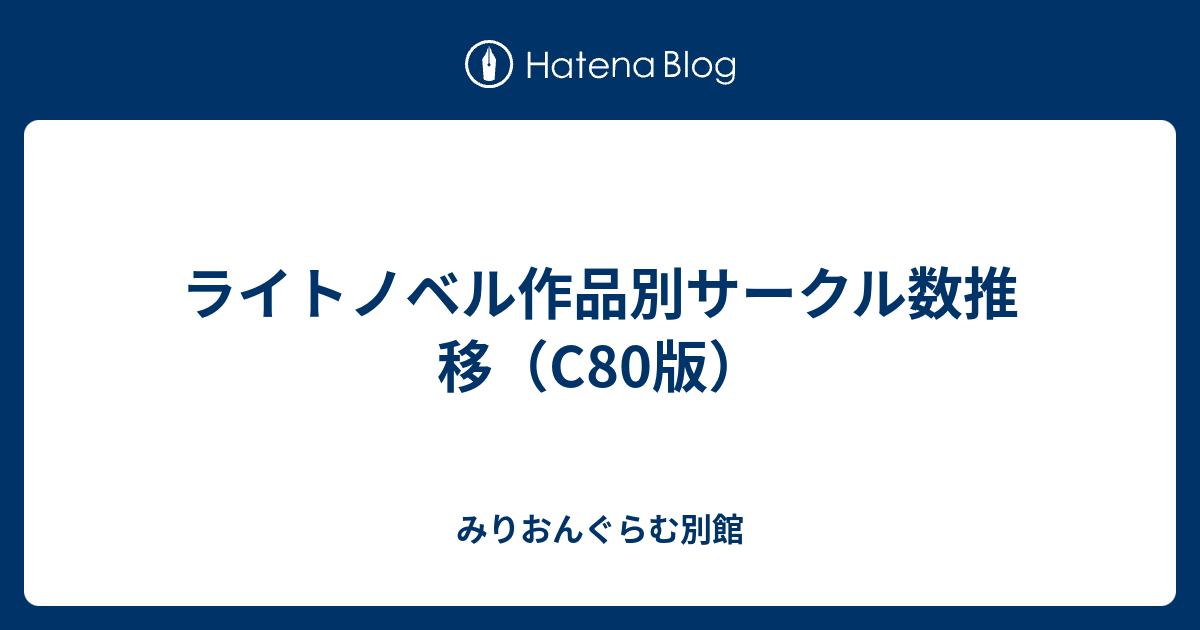 ライトノベル作品別サークル数推移 C80版 みりおんぐらむ別館