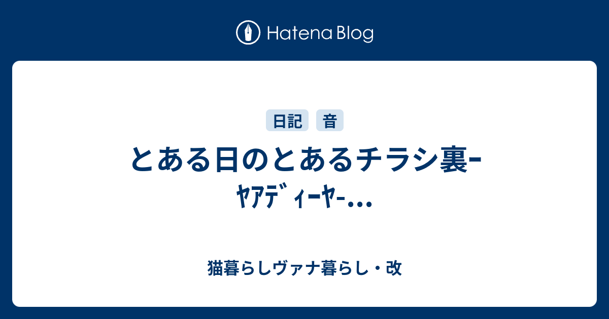 とある日のとあるチラシ裏ｰﾔｱﾃﾞｨｰﾔ 猫暮らしヴァナ暮らし 改