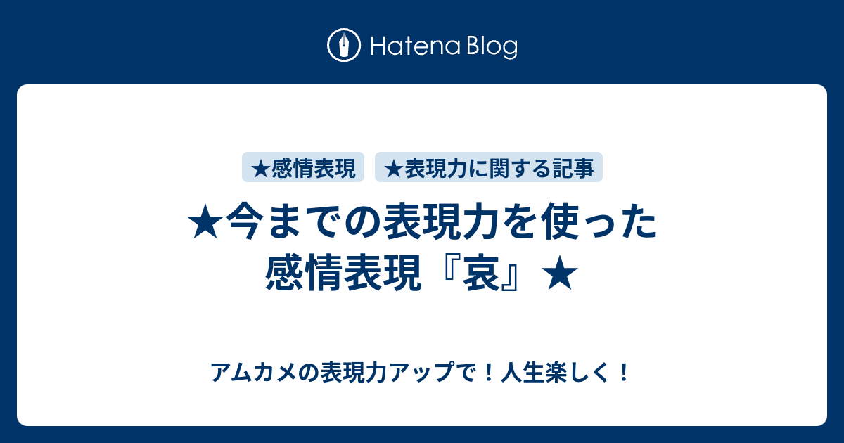 今までの表現力を使った感情表現 哀 アムカメの表現力アップで 人生楽しく