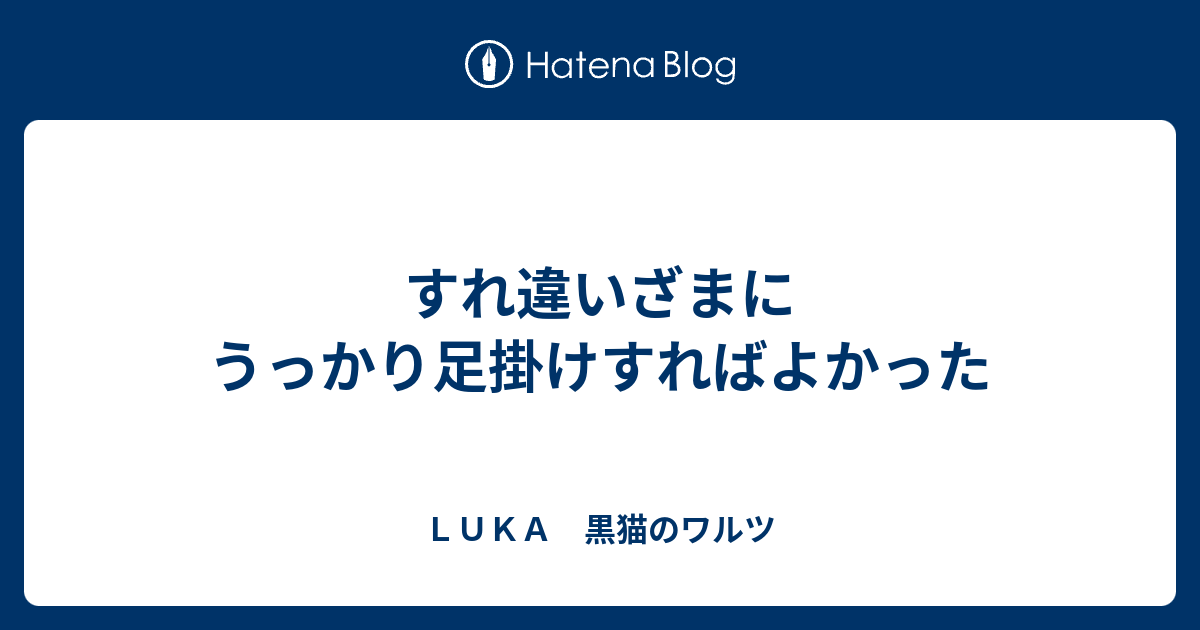 すれ違いざまにうっかり足掛けすればよかった ｌｕｋａ 黒猫のワルツ